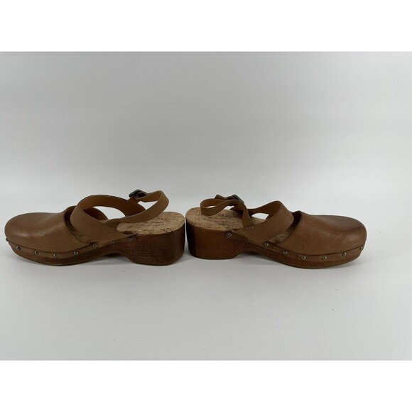 KORK-EASE Sayda Sz 10M Brown Leather Clog Wood Heel Mule Sandal - Picture 3 of 8